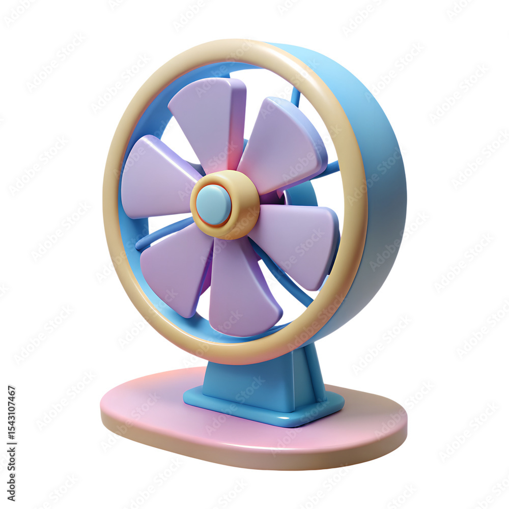 Poster table fan 3d rendering isolated on white background