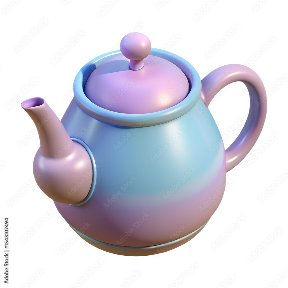 Poster teapot 3d rendering isolated on white background