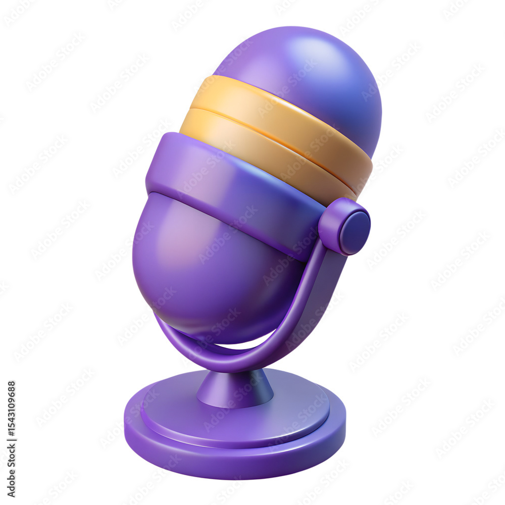 Poster violet studio microphone icon 3d rendering isolated