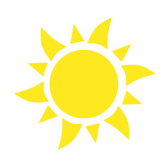 Yellow sun icons. Shine sun ray set. Sunset icon collection. Yellow sun star icons. Hot solar energy for tan. Vector illustration