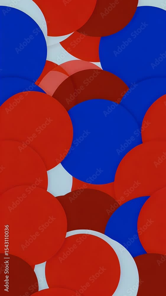 Poster 3d abstract background of red blue and white circles pattern
