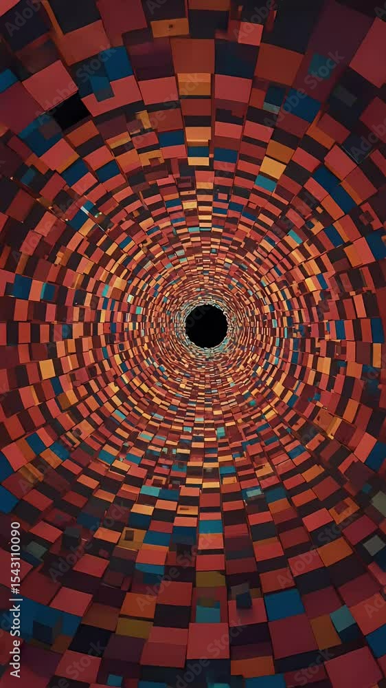 Poster 3d abstract blocks tunnel background geometric pattern vortex motion