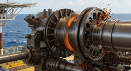 Industrial machinery close up gears shafts and mechanical components