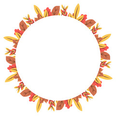 Round Autumn Leaves Frame