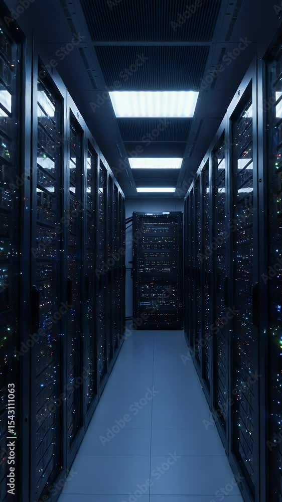 Poster 3d abstract data server center room network technology storage