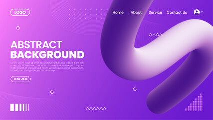 3D gradient blend shape design for landing page, website, cover. Purple color