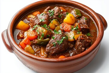 Kenyan Nyama stew featuring tender beef and assorted vegetables in a rich gravy, perfect for a hearty meal or gathering