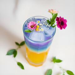 A vibrant pink blossom in a glass of water creates a beautiful floral display