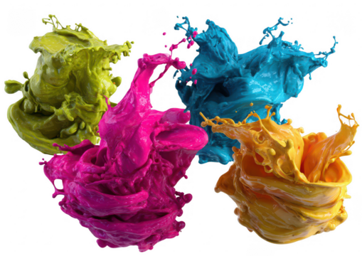 Colorful Ink Splashes in Air