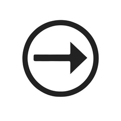 Abstract right arrow icon in circle transparent background