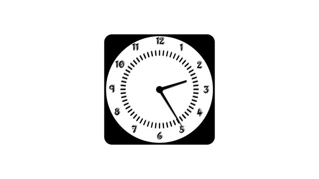 Black and White Square Clock Face Showing Half Past Two O Clock Time black white