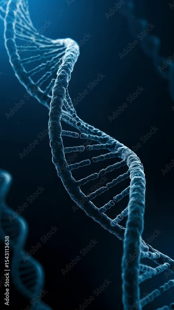 Poster 3d animation of double helix dna strand science background