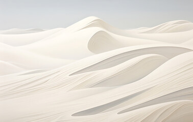 Serene Sand Dunes: An endless expanse of smooth sand dunes ripples into the distance, their graceful curves and subtle textures illuminated by the soft, diffused light