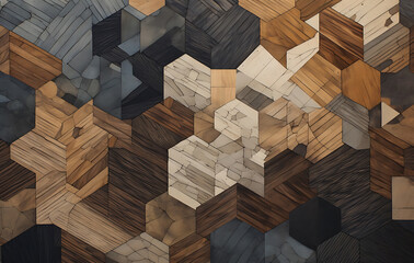 Geometric Harmony: An abstract composition showcases intricate hexagon patterns. The image highlights texture and depth, perfect for design projects.