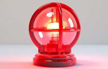 close-up shot of a modern, futuristic-looking red lamp, designed to illuminate its surroundings. The vibrant glow emanates warmth and an advanced sense of technology. 