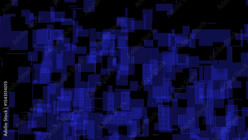 Poster abstract blue dotted geometric pattern on black background modern digital art this abstract image fe