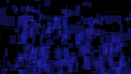 Abstract Blue Dotted Geometric Pattern on Black Background Modern Digital Art This abstract image features