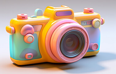 Stylish camera with lens, revealing a modern and slim design.