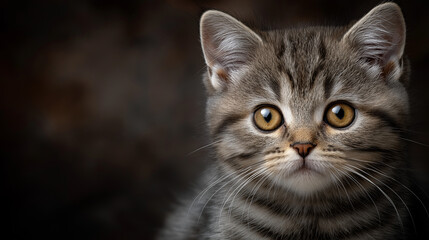 Fototapeta premium Adorable British kitten with round face and soft fur