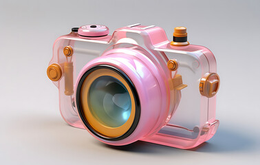 Stylish camera with lens, revealing a modern and slim design.