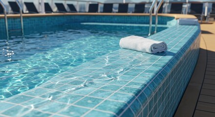Above ground swimming pool with clear water