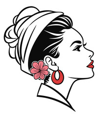 Elegant flower woman  line art