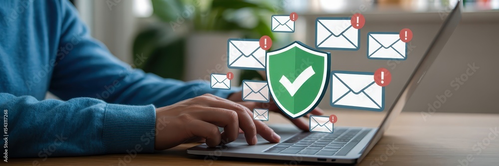 Poster secure email access on a laptop computer.