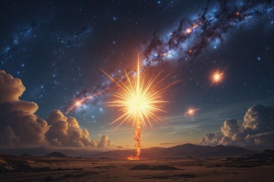 Stellar Detonation and Cosmic Incursion in a Whimsical Midnight Panorama