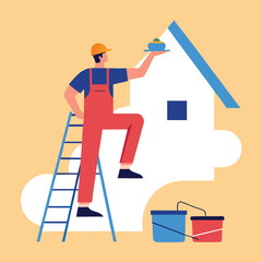 painter painting a wall