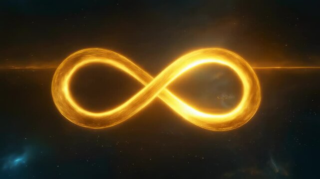 Infinity symbol on an dark background: A luminous infinity symbol glows against the dark backdrop, its elegant curves suggesting boundless possibilities, concepts and ideas.