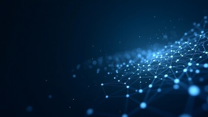 Obraz premium Abstract network connection with glowing nodes and lines on a dark background