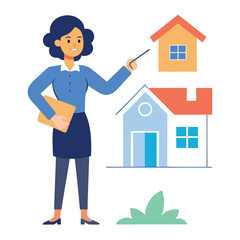 real estate agent with a house a grile