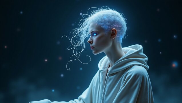 Futuristic woman digital mind artificial intelligence - Powered by Adobe