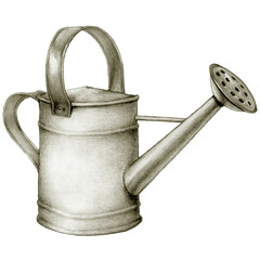 watercolor hand drawn of watering can