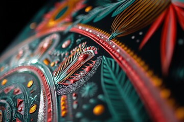 Colorful abstract pattern with floral and geometric elements