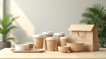 Eco-Friendly Biodegradable Takeout Containers and Cups.