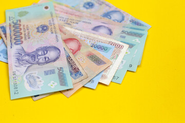 Vietnamese dong banknotes. Money concept