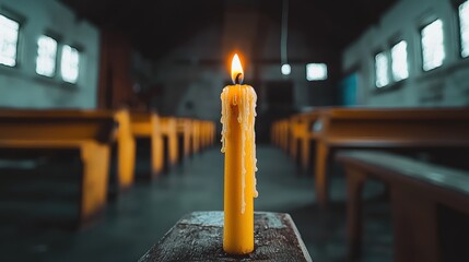 A candle in a church.