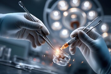 Surgical precision: surgeons using advanced tools in a bright operating room