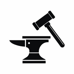 Anvil and Hammer icon silhouette vector illustration
