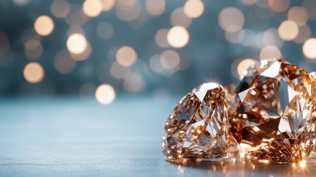A captivating close-up of radiant diamonds that sparkle brilliantly against a soft background, symbolizing luxury, elegance, and the allure of precious gems.