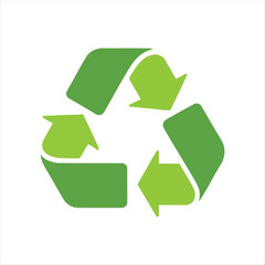 Obraz premium A simple and clean green recycling symbol isolated on a white background ready for use