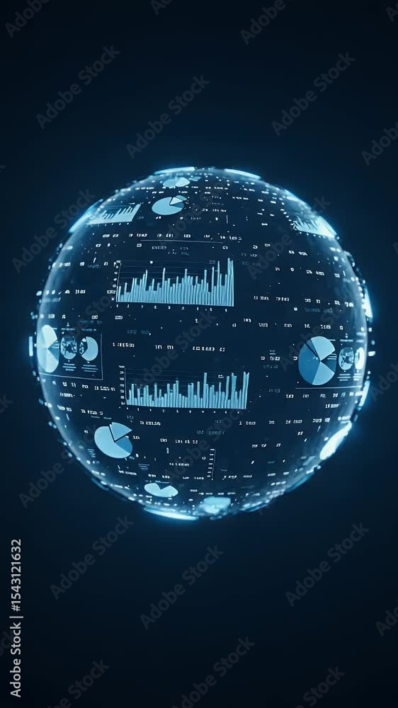 Poster abstract 3d data sphere information chart hologram global network