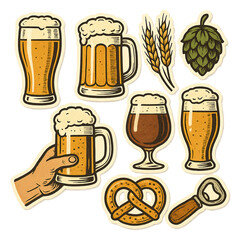 set of beer's stickers