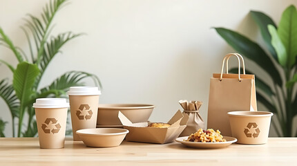 Eco-Friendly Biodegradable Takeout Containers and Cups.
