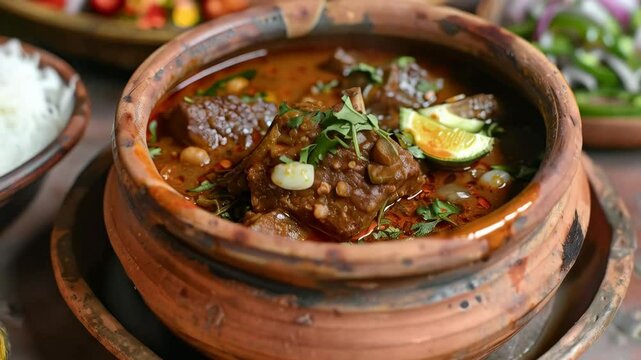 Pakistani nihari - a slow-cooked beef stew bursting with flavor, simmered in a clay pot for a rich and comforting meal