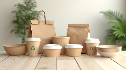 Eco-Friendly Biodegradable Takeout Containers and Cups.