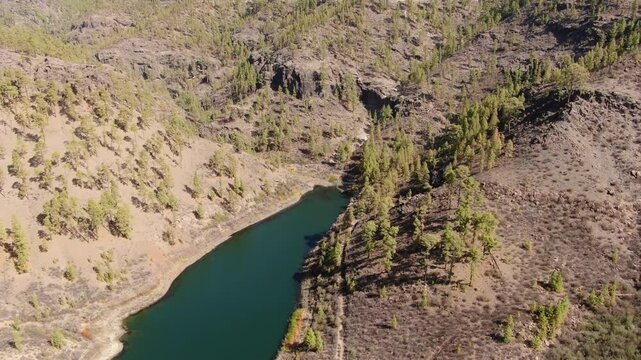 Aerial views of the El Mulato dam on the island of Gran Canaria