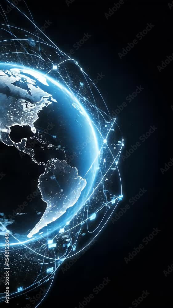 Poster abstract 3d video of earth global network connection technology