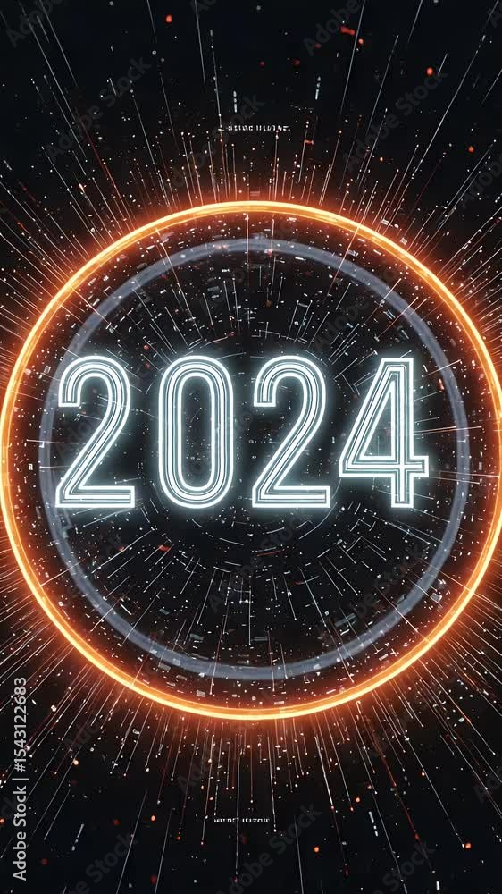 Poster abstract 2024 new year background with glow shiny bright circle